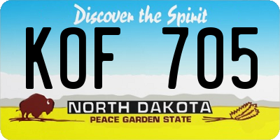 ND license plate KOF705