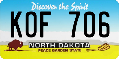 ND license plate KOF706