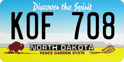 ND license plate KOF708