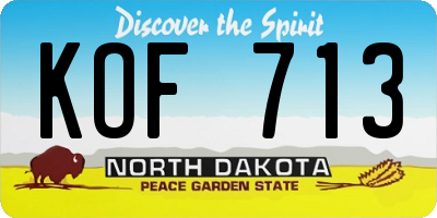 ND license plate KOF713