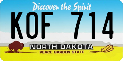 ND license plate KOF714