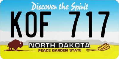 ND license plate KOF717