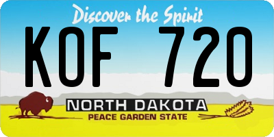 ND license plate KOF720