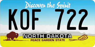 ND license plate KOF722