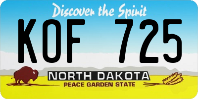 ND license plate KOF725