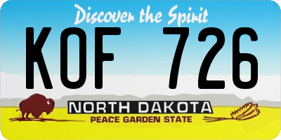 ND license plate KOF726