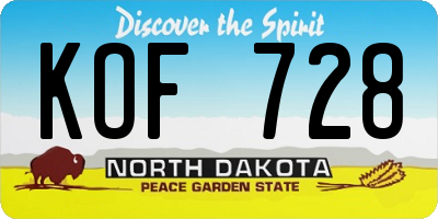 ND license plate KOF728