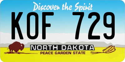 ND license plate KOF729