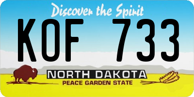 ND license plate KOF733