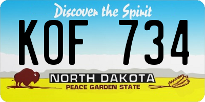 ND license plate KOF734