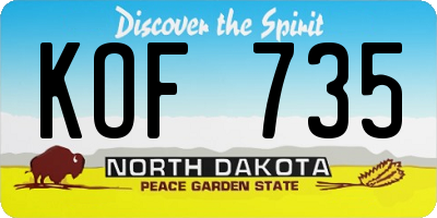 ND license plate KOF735