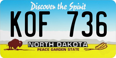 ND license plate KOF736