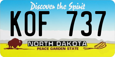 ND license plate KOF737