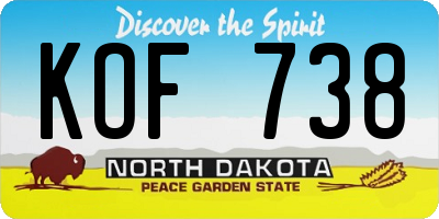 ND license plate KOF738