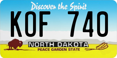 ND license plate KOF740