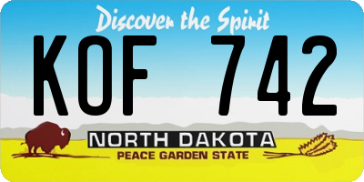 ND license plate KOF742