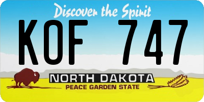 ND license plate KOF747