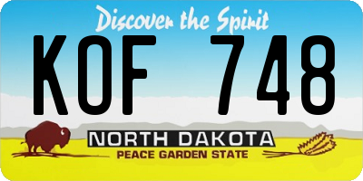 ND license plate KOF748