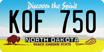 ND license plate KOF750
