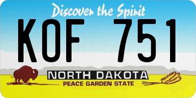 ND license plate KOF751