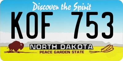 ND license plate KOF753