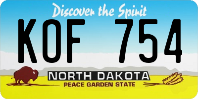 ND license plate KOF754