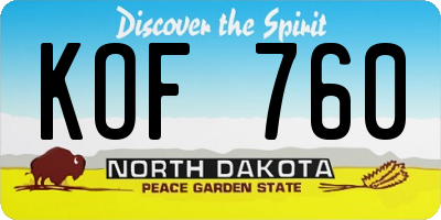 ND license plate KOF760