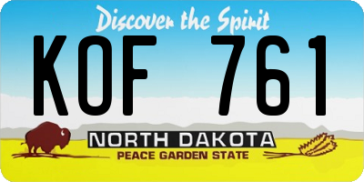 ND license plate KOF761