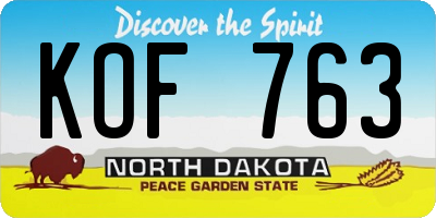 ND license plate KOF763