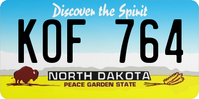 ND license plate KOF764