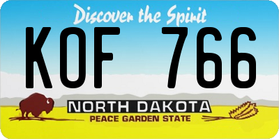 ND license plate KOF766