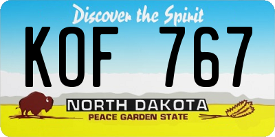 ND license plate KOF767