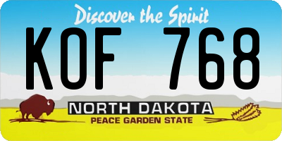 ND license plate KOF768