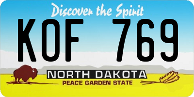 ND license plate KOF769