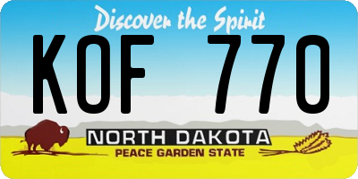 ND license plate KOF770