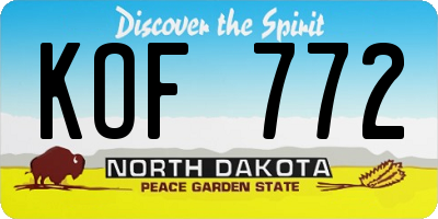 ND license plate KOF772