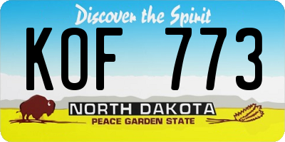 ND license plate KOF773