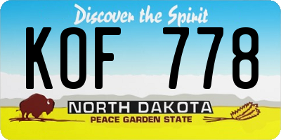 ND license plate KOF778