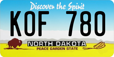 ND license plate KOF780