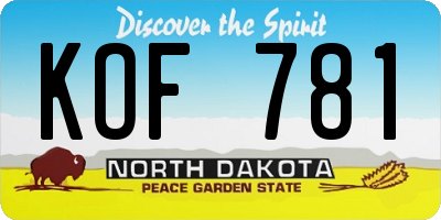 ND license plate KOF781