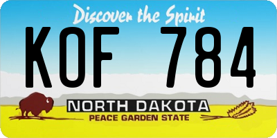 ND license plate KOF784