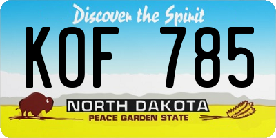 ND license plate KOF785