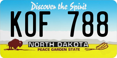 ND license plate KOF788