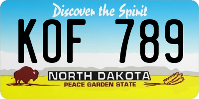 ND license plate KOF789