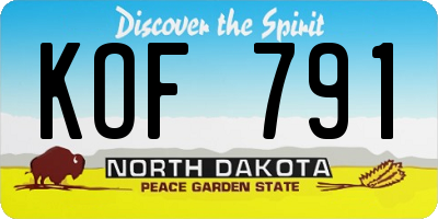 ND license plate KOF791