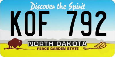 ND license plate KOF792