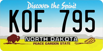 ND license plate KOF795
