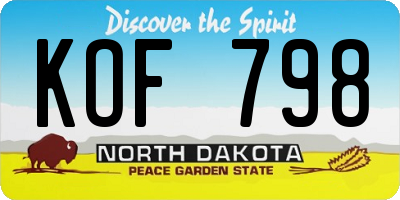 ND license plate KOF798