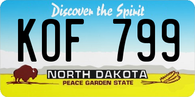 ND license plate KOF799