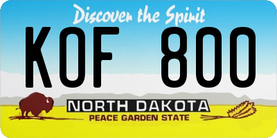 ND license plate KOF800